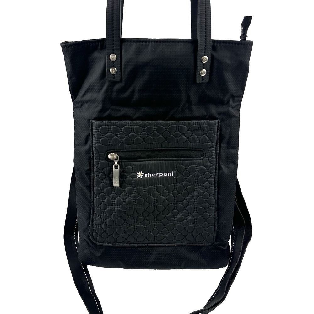 Sherpani Chloe Crossbody Bag Folder Over Black Nylon Canvas‎ Handbag Purse